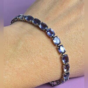 925 Sterling Silver Bracelet 7inch with Natural Iolite Gemstone